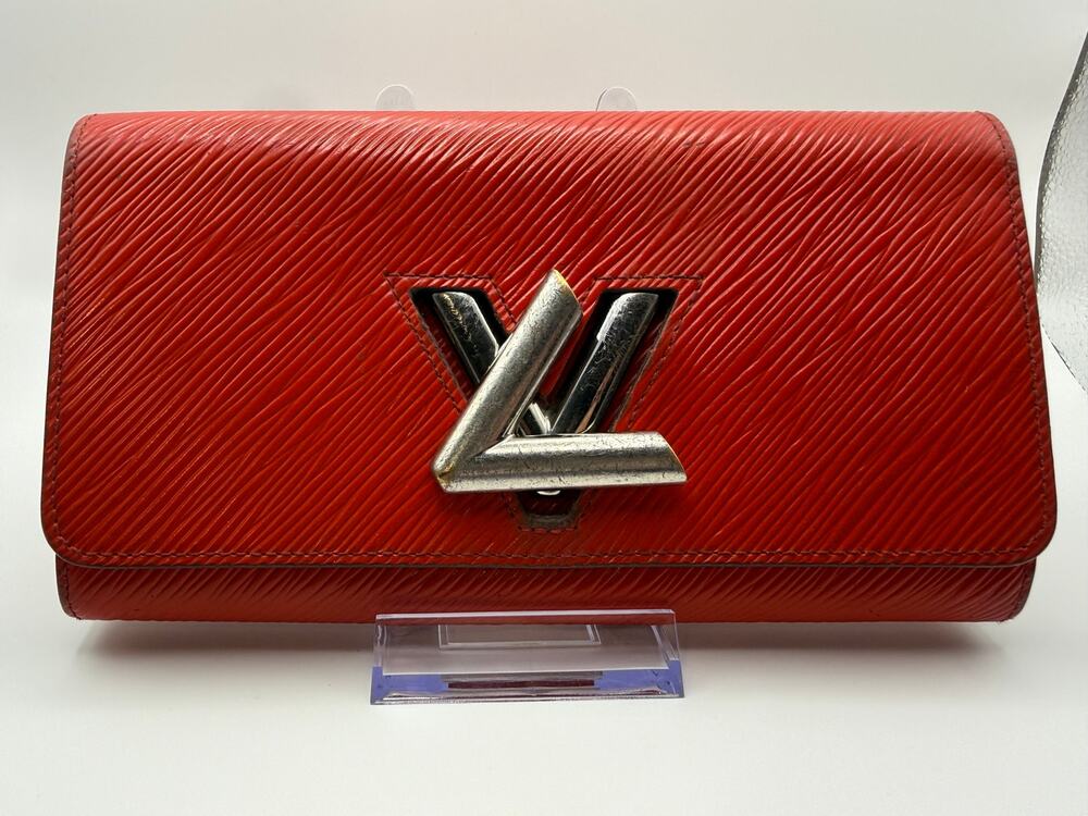 Louis Vuitton Twist Wallet Red Epi Leather Silver-Tone LV Logo